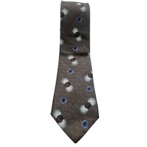 Carlo Palazzi 100% Italian Silk Tie Brown Geometric 3.5" Wide Made in Italy